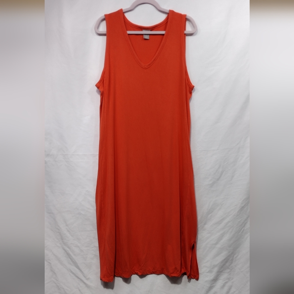 Chico's Energy Athletic Maxi Dress Women's XL Orange Jersey Knit Outdoor Sporty